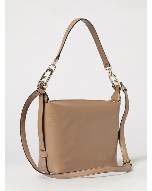 Furla Natural Tonie Grained Leather Shoulder Bag By With Removable Strap