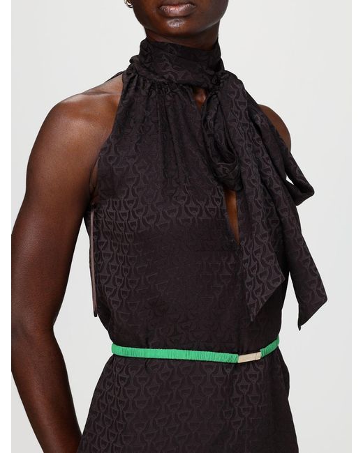 Gucci Black Silk Blouse With Horsebit Print