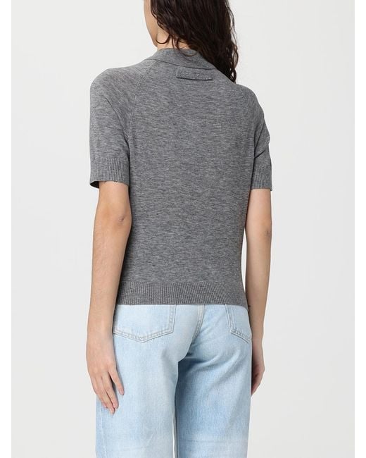 Victoria Beckham Gray Wool Knit Polo Shirt