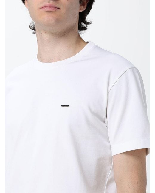 DSquared² White Slim Fit Cotton Crewneck T-Shirt With Applied Logo for men
