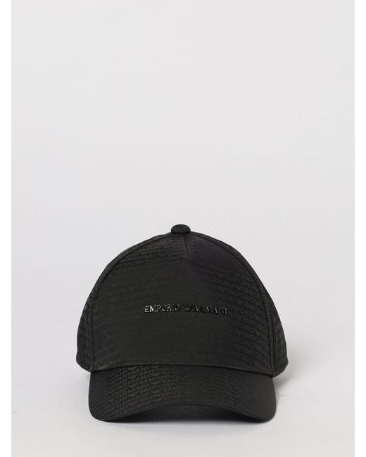 Emporio Armani Black Polyamide Hat With Jacquard Logo for men