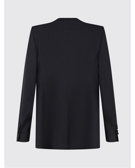 Tom Ford Blue Cropped Wool And Silk Tuxedo Blazer With Padded Shoulders