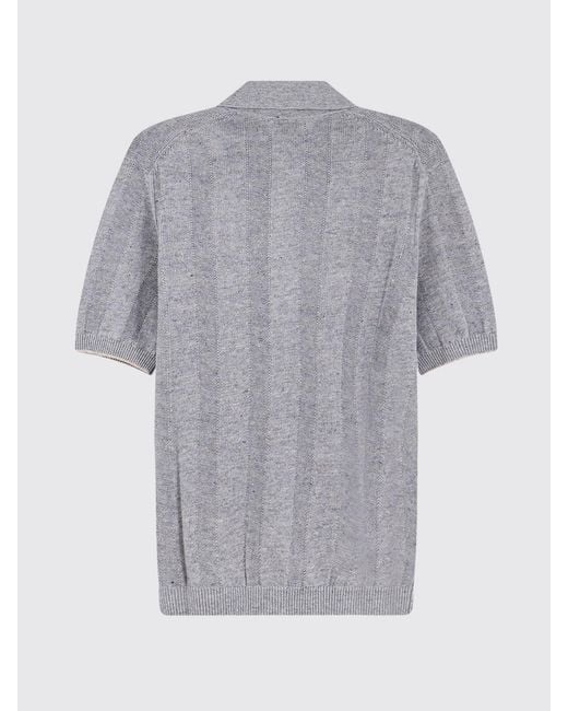Brunello Cucinelli Gray Knit Shirt for men