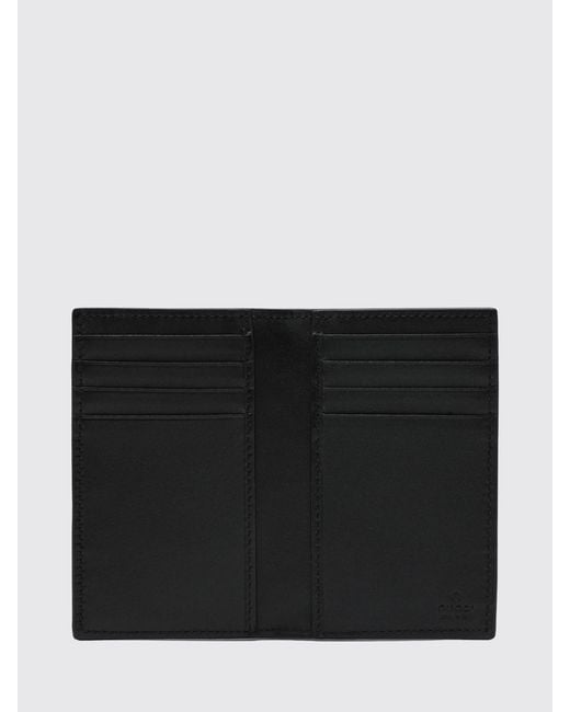 Gucci Black Gg Emblem Embossed Leather Card Holder for men