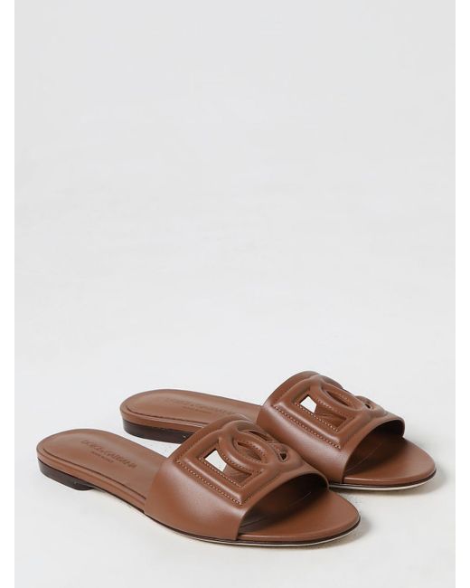 Dolce & Gabbana Brown Flache sandalen