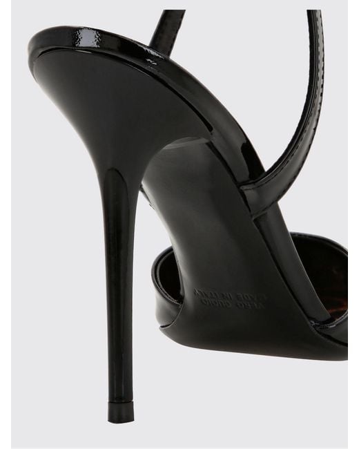 Philipp Plein Black Patent Leather Slingback Pumps With Skull And Stiletto Heel