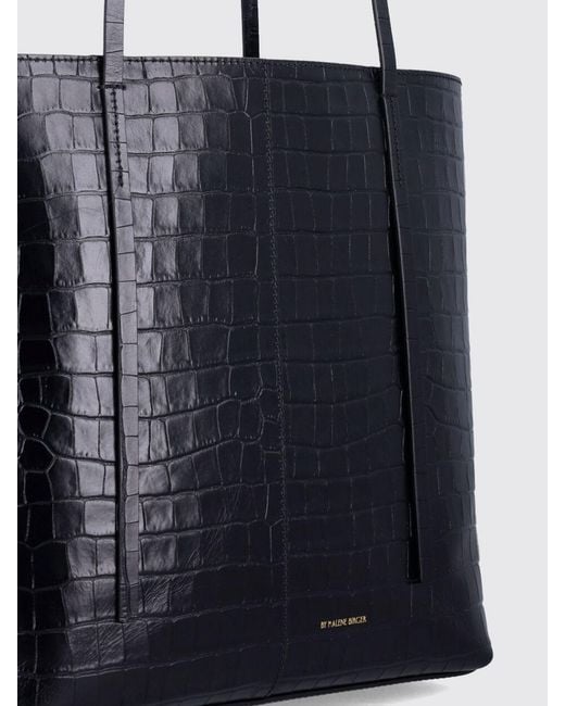 By Malene Birger Black Croc-Effect Calf Leather Shoulder Bag