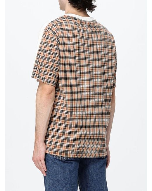 Burberry White Cotton T-Shirt With Vintage Check Inserts And Ekd Logo for men