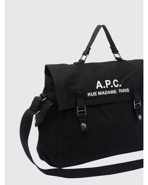 A.P.C. Black Récupération Cotton Travel Bag With Printed Logo And Removable Strap for men