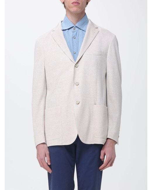 Eleventy White Single-Breasted Linen And Cotton Blazer for men