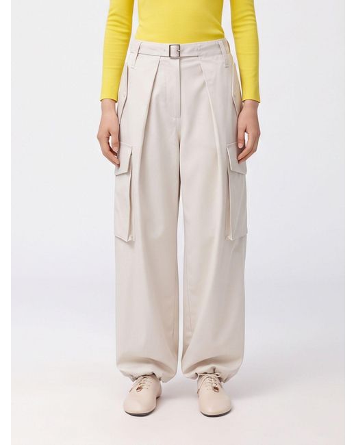 Loewe White High-Waisted Wide-Leg Cargo Trousers