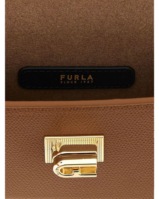 Furla Brown 1927 Mini Grained Leather Bag With Twist-Lock Closure