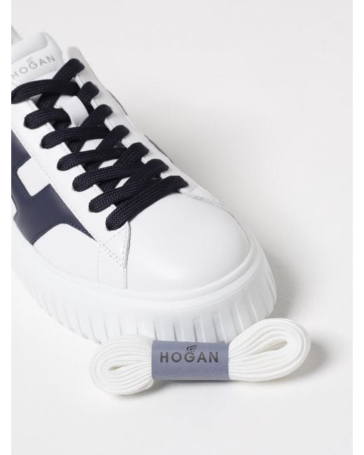 Hogan White H-Stripe Leather Sneakers for men