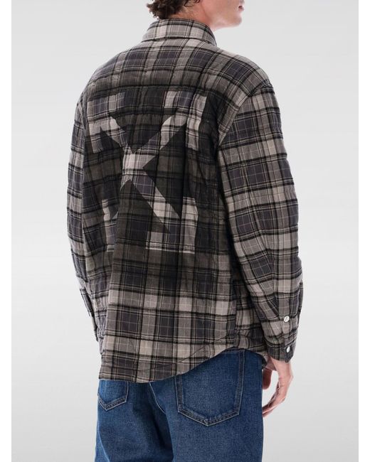Off-White c/o Virgil Abloh Gray Padded Check Cotton Shirt Jacket With Logo for men
