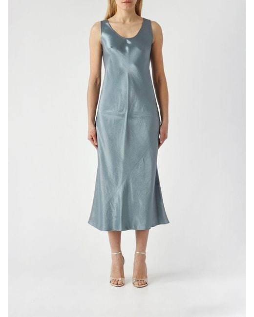 Max Mara Blue Satin Midi Dress