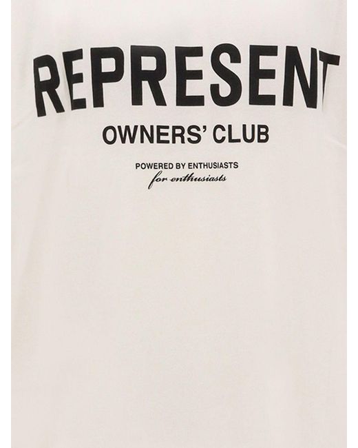 Represent White Crew Neck Cotton T-Shirt With Contrast Logo for men