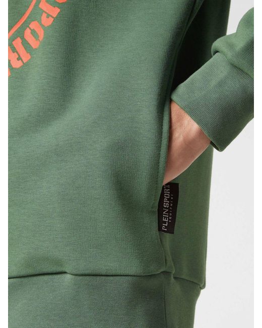 Philipp Plein Green Graphic Print Hooded Sweatshirt for men