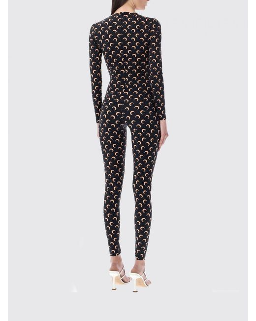 MARINE SERRE Brown Monogram Print Jersey Jumpsuit