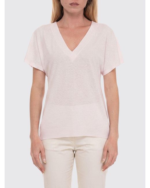 Boss White Linen V Neck T-Shirts