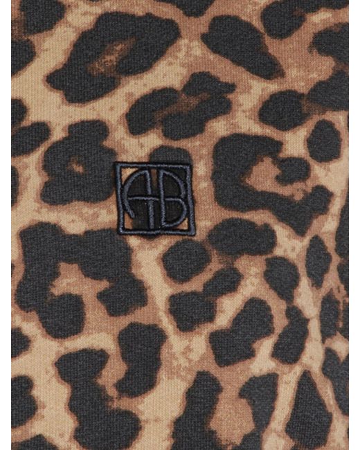 Anine Bing Blue All-Over Animal Print Cotton Crewneck Sweatshirt