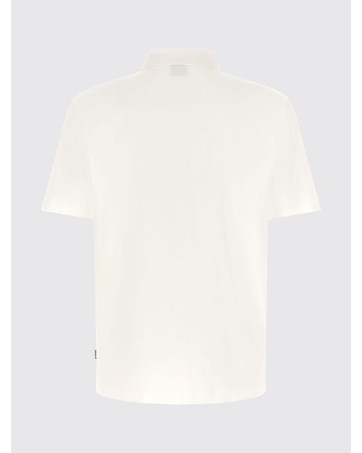 Boss White Cotton Polo Shirt With Ribbed Collar And Applied Logo for men