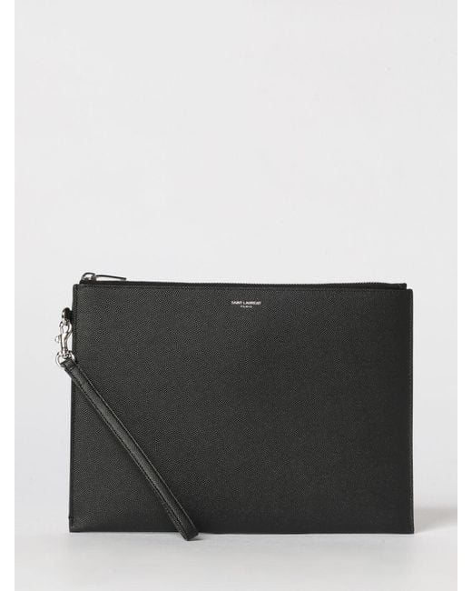 Saint Laurent Black Grained Leather Pouch for men