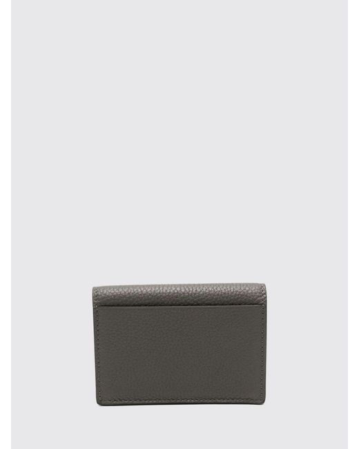 Tom Ford Gray Calf Leather Card Holder With Flap And Snap Button Closure for men