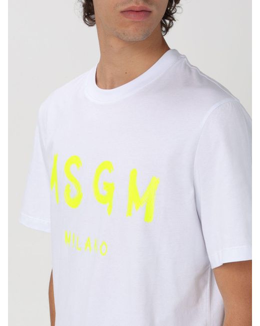 T-shirt di cotone di MSGM in White da Uomo