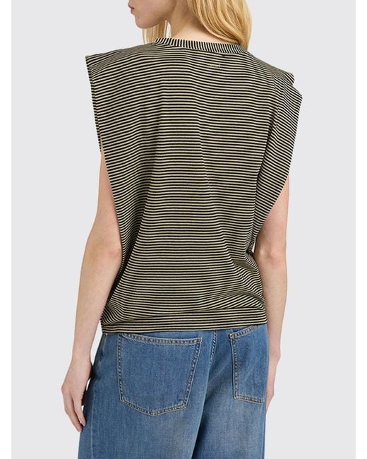 Momoní Multicolor MomonÌ Cotton-Blend T-Shirt With Padded Shoulders And Cap Sleeves
