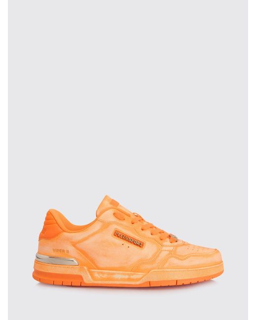 Philipp Plein Orange Viper Ii Used Leather Sneakers for men