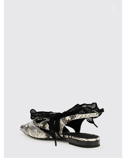 Pinko White Roccia Python Print Leather Ballerinas