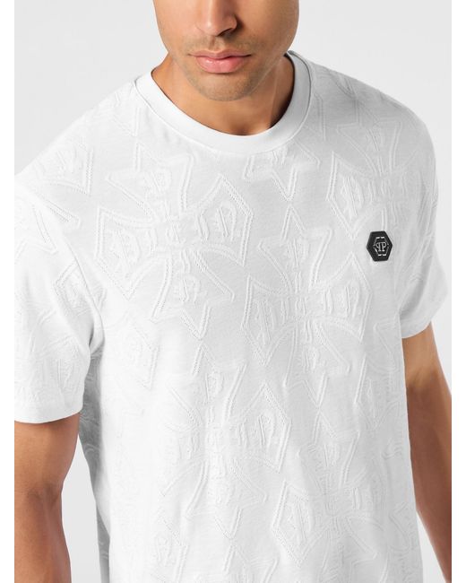 Philipp Plein White Pp Jacquard Cotton T-Shirt for men