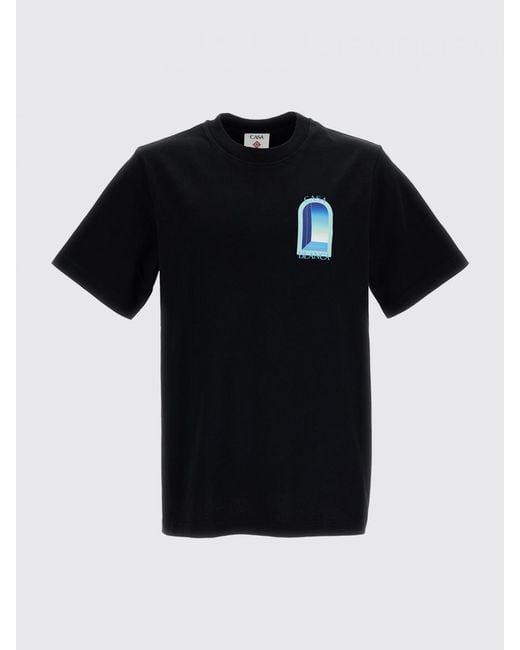 Casablanca Black Organic Cotton Crew Neck T-Shirt With Logo Print for men