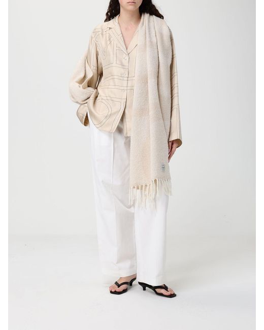 Totême Natural Alpaca Wool Scarf With Logo