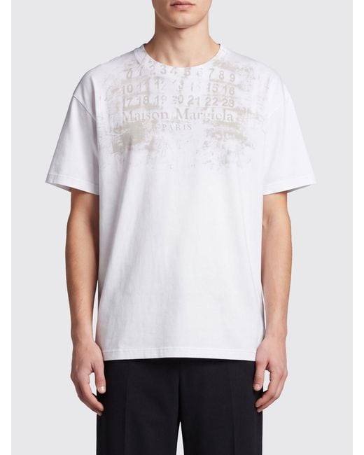 Maison Margiela White Cotton T-Shirt With Numeric Logo And Dropped Shoulders for men