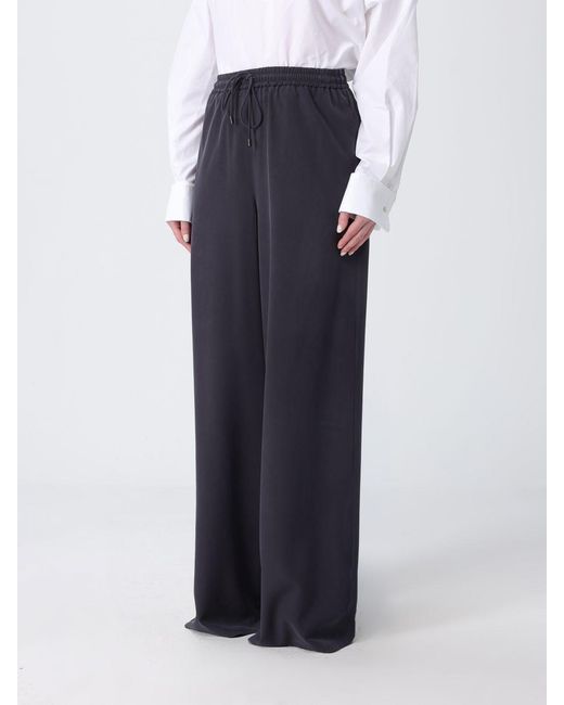 Max Mara Blue Silk Wide-Leg Trousers With Drawstring