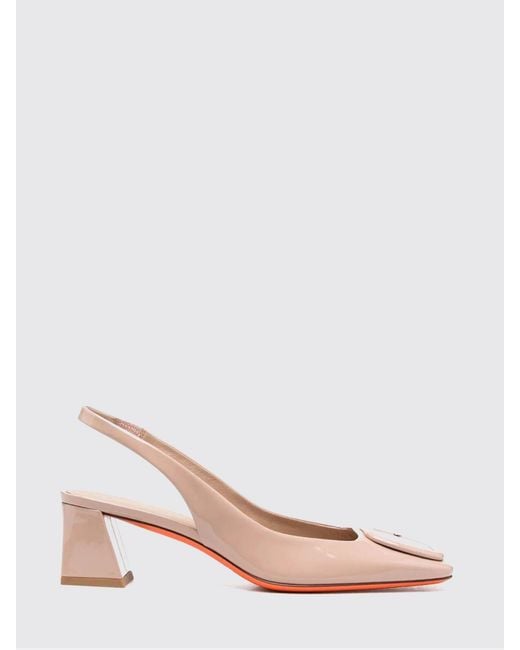 Santoni Pink Patent Leather Slingback Pumps