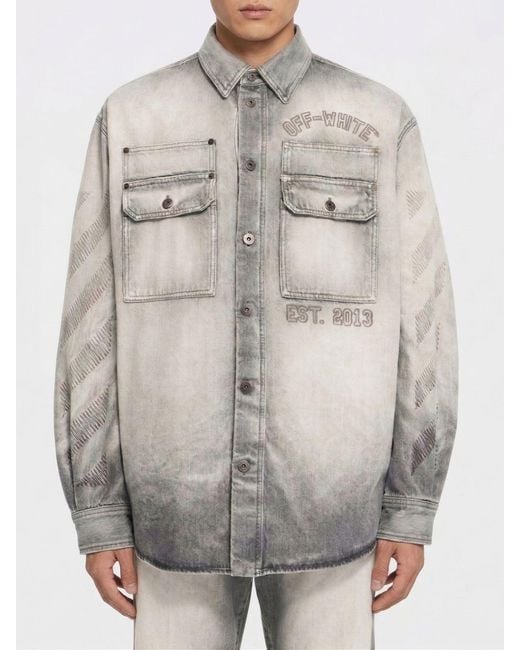 Off-White c/o Virgil Abloh Gray Casual Cotton Denim Shirt for men