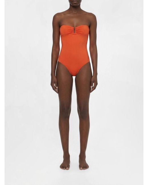 Eres Orange Nylon One-Piece Swimsuit