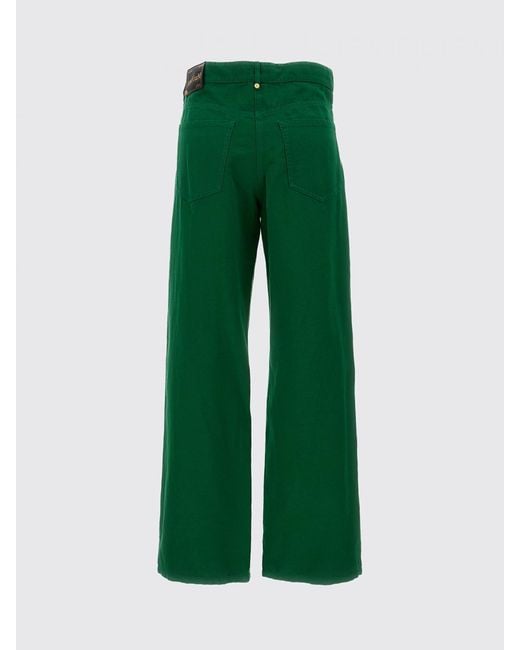 Max Mara Green Cotton And Linen Trousers
