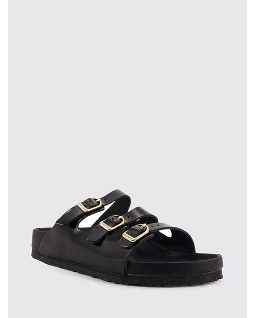 Birkenstock Black Florida Fresh Brushed Leather Sandals