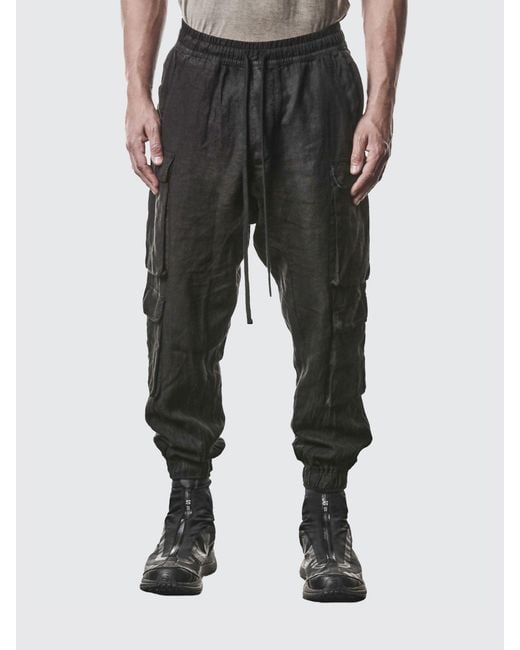 Thom Krom Black Linen Cargo Pants for men