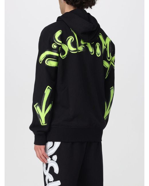 DISCLAIMER Blue Cotton Hoodie With Printed Logo And Dropped Shoulders for men