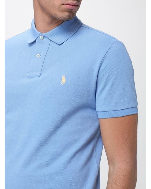 Polo Ralph Lauren Blue Pony Logo Cotton Polo Shirt for men