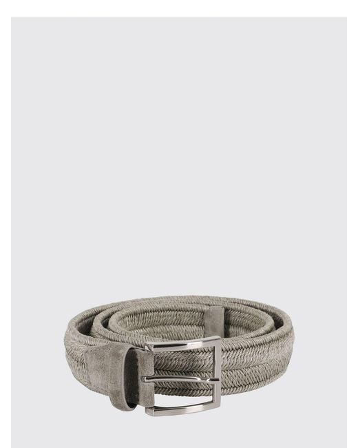 Orciani Gray Rope Elast Stretch Woven Linen Belt for men