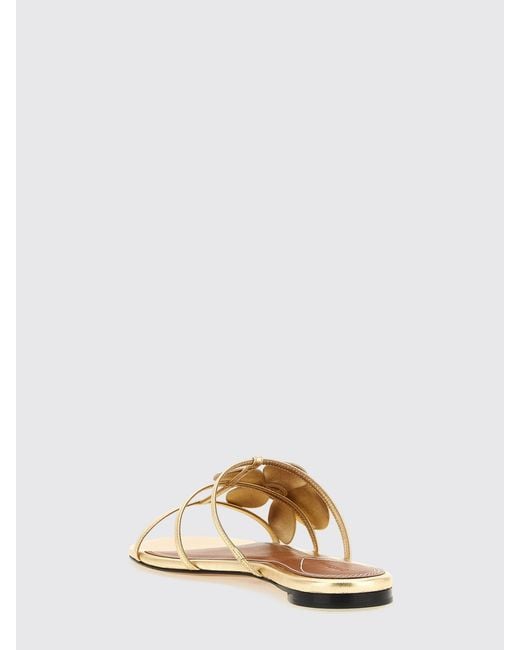 Zimmermann Natural Orchid Laminated Leather Sandal With Floral Applications