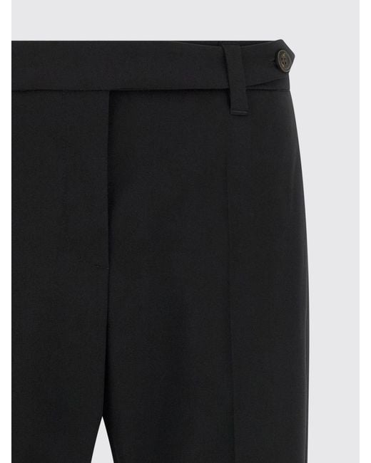 Brunello Cucinelli Black Slim Fit Stretch-Virgin Wool Trousers With Monili Embroidery