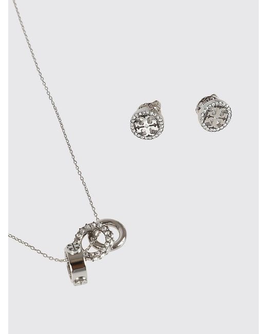 Tory Burch White Miller Pavé Necklace And Earrings Set By