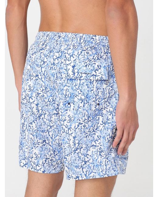 Kampos Blue Patterned Nylon Swim Shorts for men