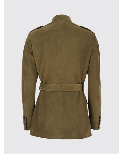 Tagliatore Green Suede Lambskin Safari Jacket With Belt